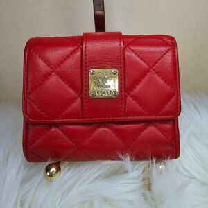 MCM Red Quilted Leather Women's Wallet